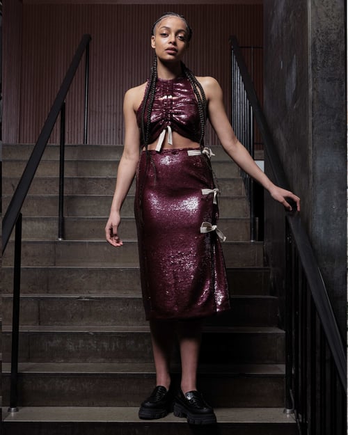 glitter co-ord in bordeaux kleur