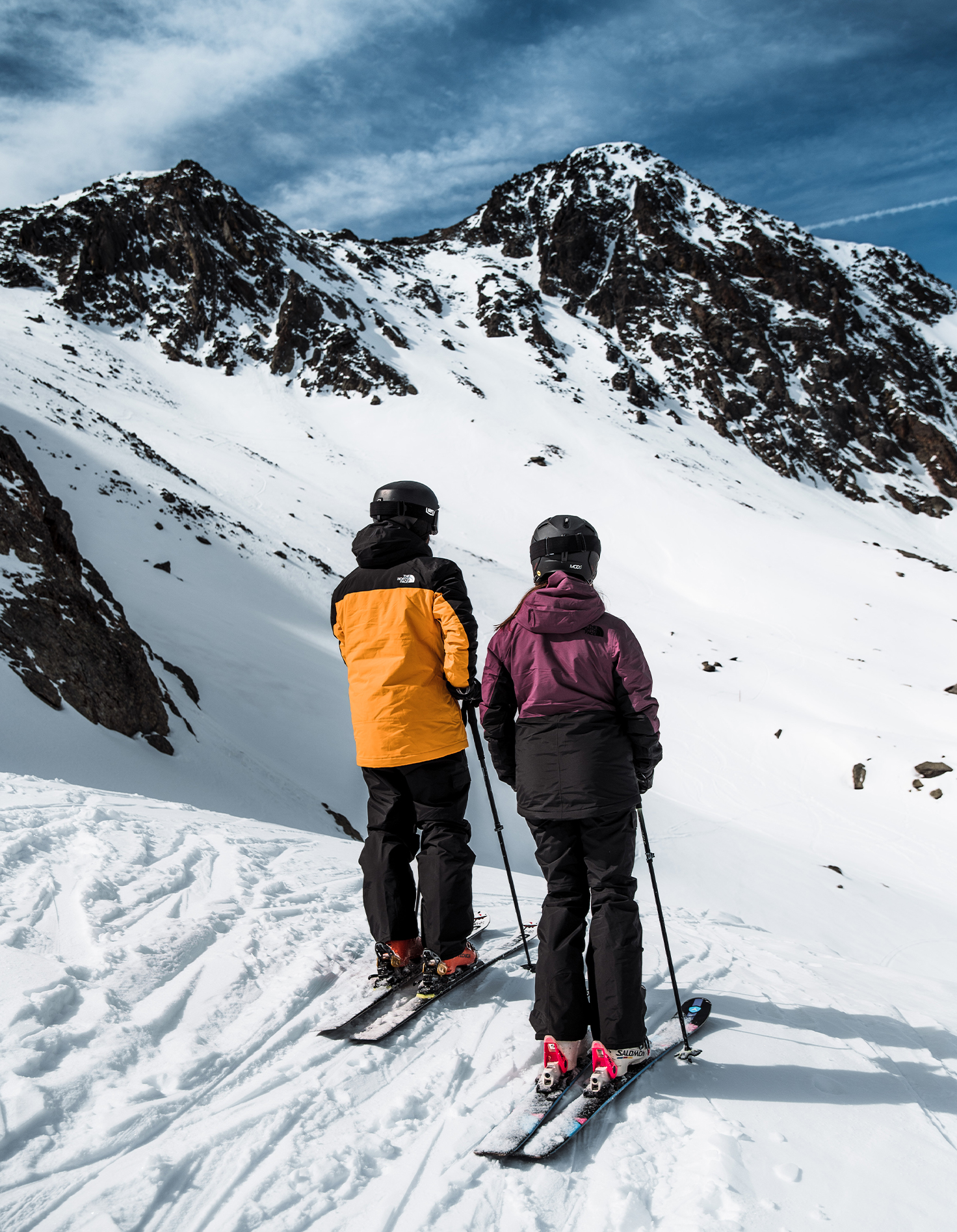 Duo op piste in the north face kleding