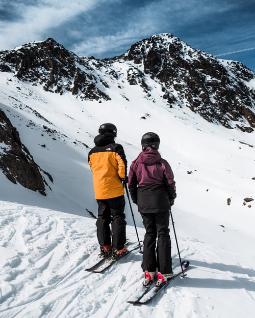 Duo op piste in the north face kleding