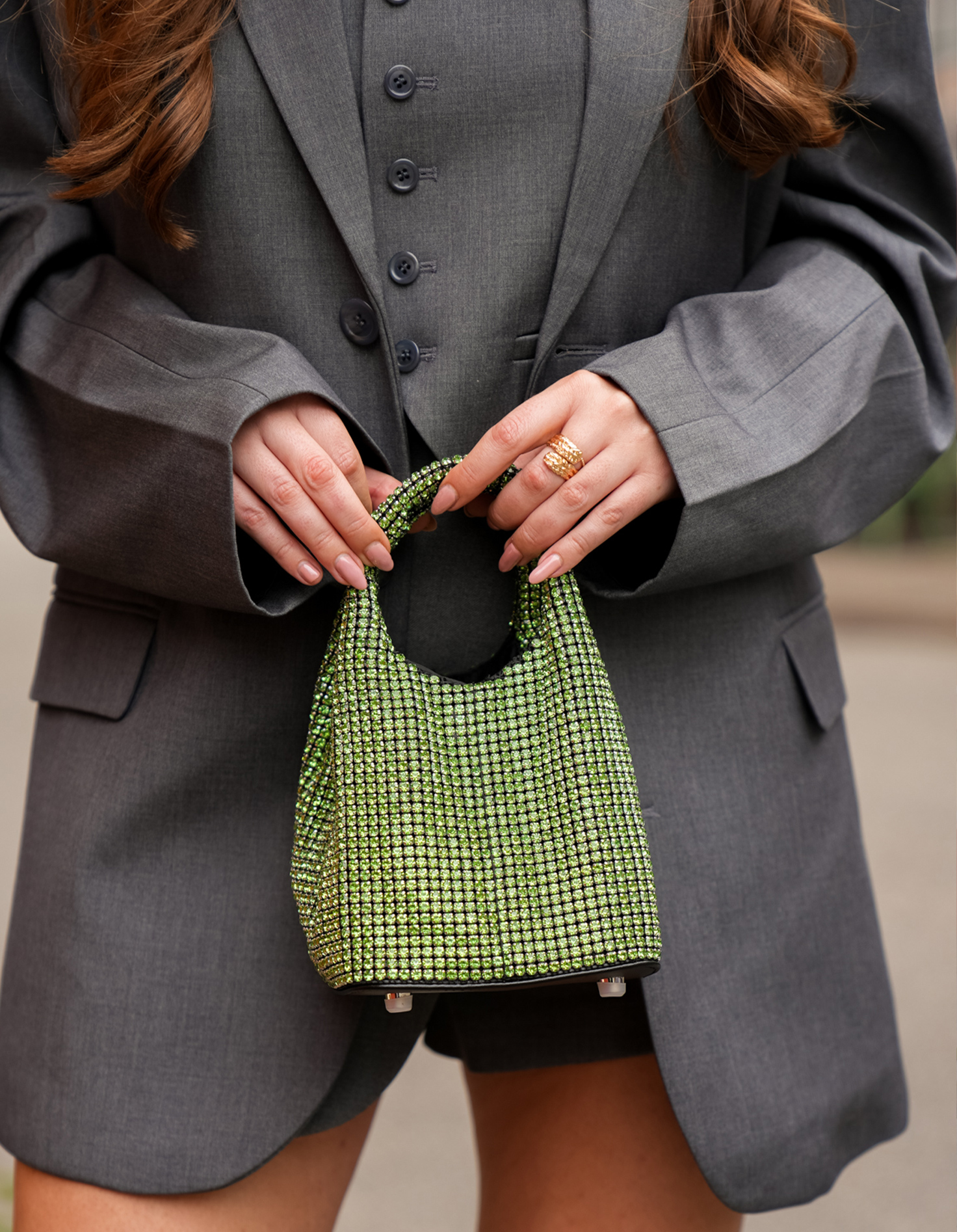 groene glitter tas van giarite