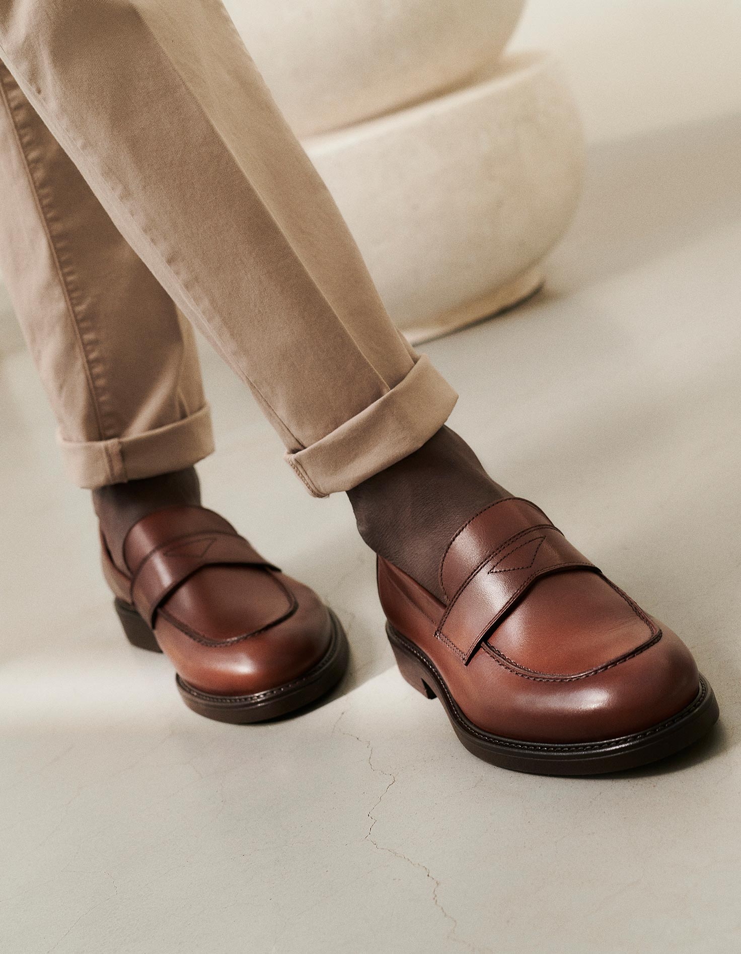 Bruine leren loafer